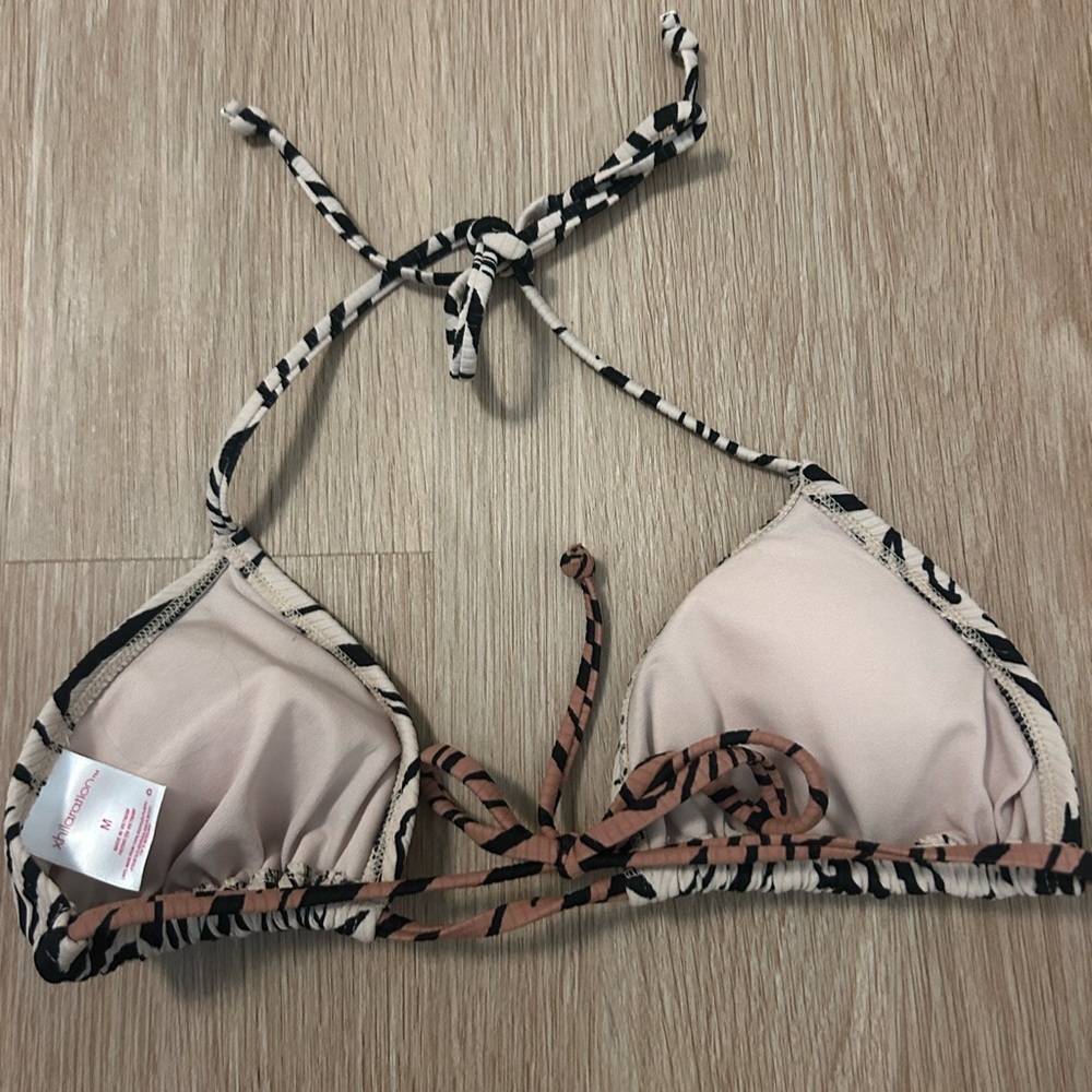 Xhilaration Black & Tan Zebra Triangle Bikini Top - Picture 2 of 3